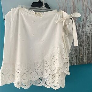 Japna Asymmetrical White Eyelet Skirt